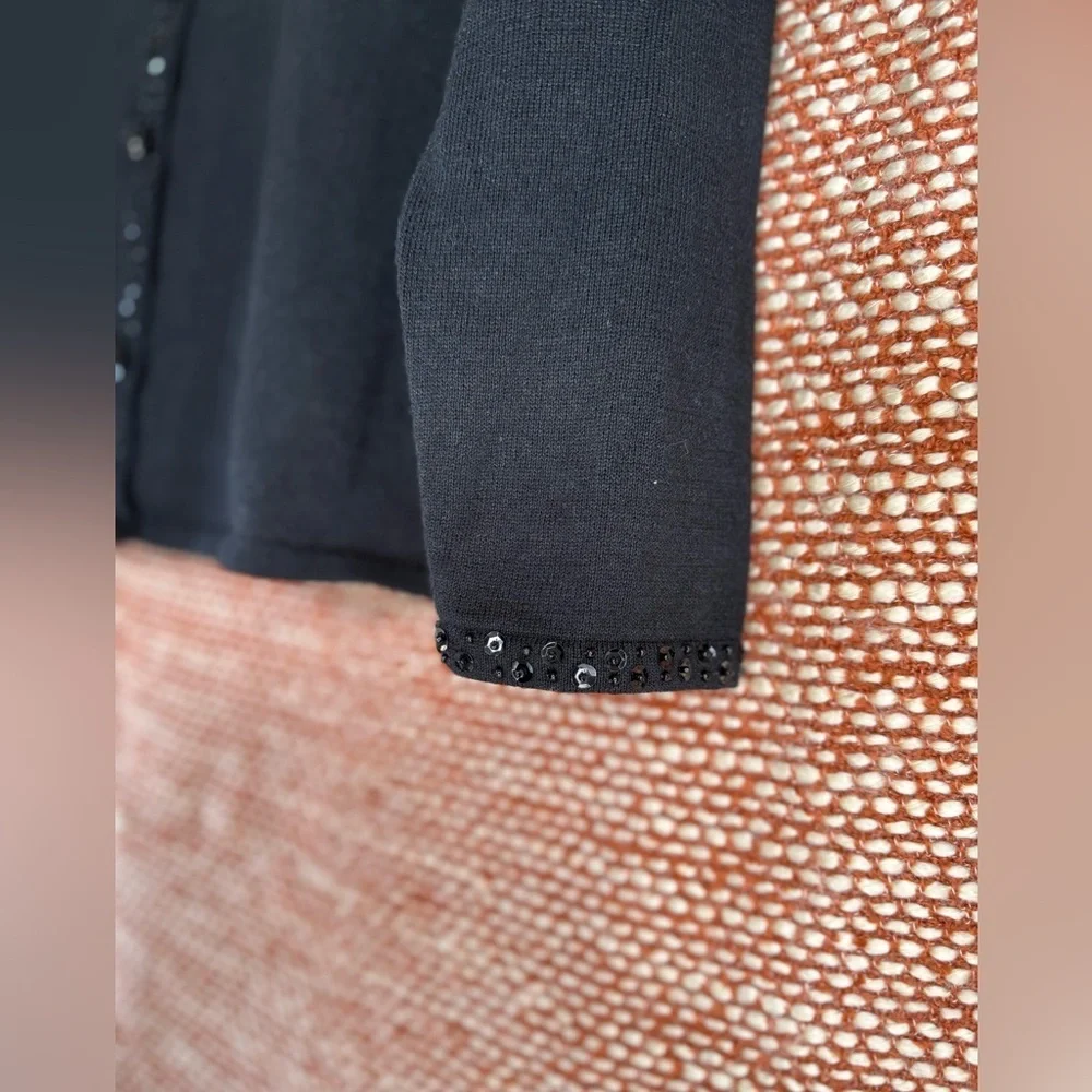 Vintage Black Christmas Sequin and beaded Cardigan. - Picture 3 of 10